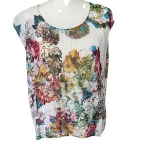 TOPSHOP Top Womens 6 Sheer Floral Cottagecore English Country Garden Summer